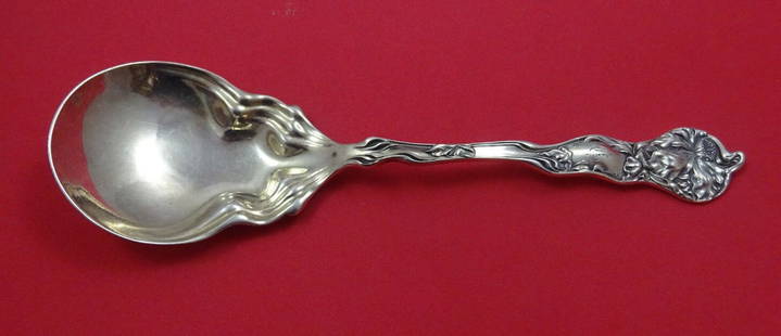 Shiebler Fiorito Sterling Silver Berry Spoon 8 3/4 Inch Monogrammed Serving Piece: Shiebler Fiorito Sterling Silver Berry Spoon 8 3/4 Inch Monogrammed Serving Piece This elegant Fiorito serving spoon by Shiebler is crafted from high-quality sterling silver, showcasing exquisite