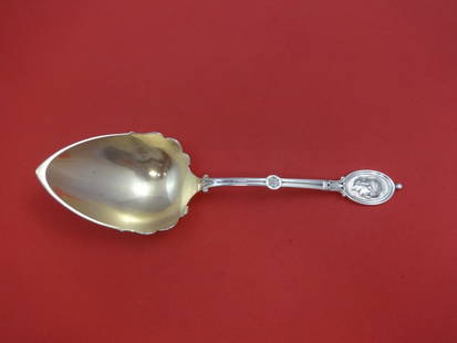 Wendt Medallion Sterling Silver Gold Washed Serving Spoon 8 3/4": Wendt Medallion Sterling Silver Gold Washed Serving Spoon 8 3/4" Elevate your dining experience with this exquisite Medallion pattern vegetable serving spoon by Wendt. Crafted from high-quality
