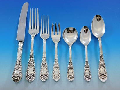 Dominick & Haff Renaissance Sterling Silver Flatware Set 95 Pieces with Chest: Dominick & Haff Renaissance Sterling Silver Flatware Set 95 Pieces with Chest Discover the exquisite Renaissance flatware set by Dominick & Haff, comprised of 95 pieces crafted from sterling silver.