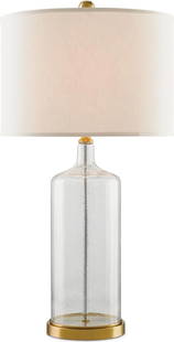Currey Hazel Antique Style Table Lamp with Bubbled Glass Shade: Currey Hazel Antique Style Table Lamp with Bubbled Glass Shade Illuminate your space with this elegant Hazel Table Lamp, designed in a charming antique or vintage style. Standing at 31 inches tall, th