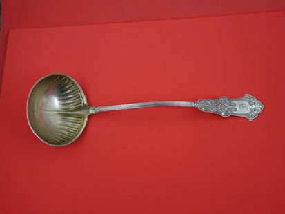 Whiting Alhambra Sterling Silver Soup Ladle 12 3/4" Gold Washed: Whiting Alhambra Sterling Silver Soup Ladle 12 3/4" Gold Washed This exquisite soup ladle is a stunning example of the Alhambra pattern by Whiting, crafted from sterling silver. The ladle features a