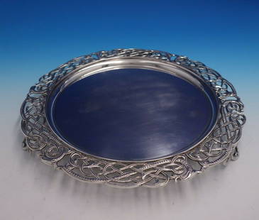 Royal Irish Silver Co Serpent .925 Silver Tray 12.5" Diameter 1967: Royal Irish Silver Co Serpent .925 Silver Tray 12.5" Diameter 1967 This exquisite Serpent salver tray, crafted by Royal Irish Silver Co., showcases a striking serpent border design. Made from .925