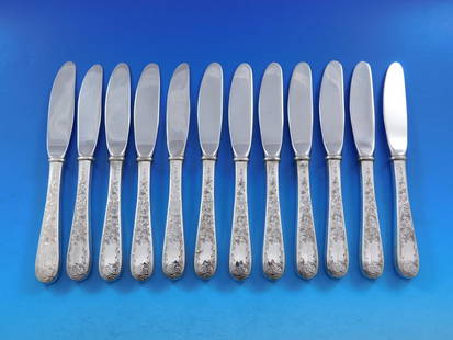Kirk Old Maryland Engraved Set of 12 Sterling Silver Butter Spreaders: Kirk Old Maryland Engraved Set of 12 Sterling Silver Butter Spreaders This set of 12 butter spreaders features the exquisite Old Maryland Engraved pattern by Kirk. Each knife is constructed with a