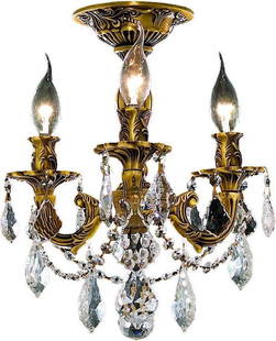 Elegant Lighting Rosalia  Gold Crystal Flush Mount Light 14H 13W 13D: Elegant Lighting Rosalia Gold Crystal Flush Mount Light 14H 13W 13D Illuminate your space with the Rosalia French Gold Crystal Flush Mount Light, featuring a stunning antique or vintage design that ad