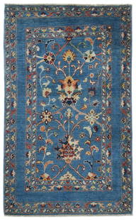 Handmade Floral Blue Kazak Oushak Rug 2'11 x 4'10 Wool Modern Design: Handmade Floral Blue Kazak Oushak Rug 2'11 x 4'10 Wool Modern Design Transform your space with this exquisite Handmade Blue Kazak Oushak Rug. Measuring 2'11 x 4'10, this stunning area rug features a