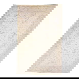 Handmade Modern Oushak Beige Gray Wool Rug 11'7 x 18': Handmade Modern Oushak Beige Gray Wool Rug 11'7 x 18' This exquisite modern Oushak rug is hand-knotted from high-quality wool, showcasing a stunning beige color field adorned with elegant gray