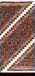 Vintage Handmade Wool Oriental Tribal Rug 4'6 x 9'8 Geometric Design: Vintage Handmade Wool Oriental Tribal Rug 4'6 x 9'8 Geometric Design Enhance your living space with this stunning vintage handmade Oriental rug, featuring a vibrant tribal geometric design.