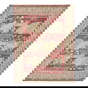Handmade Indian Wool Rug 8 x 10 Apadana Samarkand Style Red: Handmade Indian Wool Rug 8 x 10 Apadana Samarkand Style Red Elevate your living space with this stunning handmade Indian wool rug, featuring a unique Samarkand style. Crafted from high-quality wool,