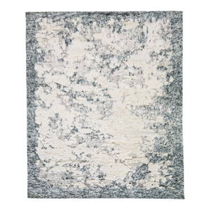 Handmade Modern Moroccan Wool Rug 8'2 x 9'9 Ivory Gray
