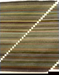 Hand-Knotted Multicolored Wool Area Rug 7'10 x 9'11 Modern Kids Room: Hand-Knotted Multicolored Wool Area Rug 7'10 x 9'11 Modern Kids Room Enhance your space with this vibrant Hand-Knotted Multicolored Stripes Rug, perfect for a modern kids' room. Measuring 7'10" x