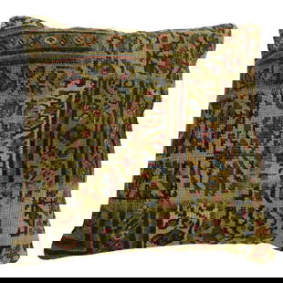 Kurdish Tribal Patchwork Rug Pillow 17 x 18 in Cotton Wool: Kurdish Tribal Patchwork Rug Pillow 17 x 18 in Cotton Wool This exquisite pillow showcases a unique patchwork design crafted from a Kurdish tribal rug, offering a vibrant touch to any decor.