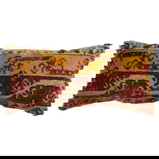 Vibrant Turkish Ghiordes Bolster Pillow 12 x 24 Hollywood Regency: Vibrant Turkish Ghiordes Bolster Pillow 12 x 24 Hollywood Regency This vibrant bolster pillow is crafted from an early 20th-century Turkish Ghiordes rug, offering a unique touch to your decor. With