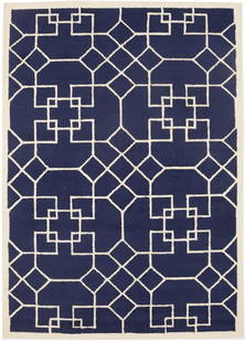 Modern Geometric Hand-Tufted Wool Area Rug 5'0 x 8'0 Purple-navy Cream: Modern Geometric Hand-Tufted Wool Area Rug 5'0 x 8'0 Purple-navy Cream Enhance your living space with this stunning Purple-navy Cream Geometric Design Hand-Tufted Rug. Measuring 5'0" x 8'0", this