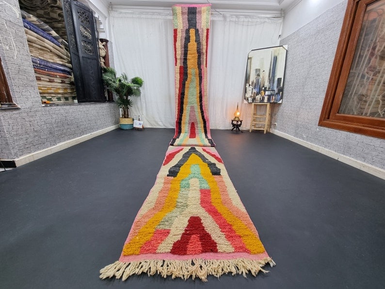 Handmade Moroccan Berber Runner Rug 2 x 19.68 Feet: Handmade Moroccan Berber Runner Rug 2 x 19.68 Feet Transform your space with this stunning colorful handmade Moroccan Berber runner rug. Skillfully handwoven in the Middle Atlas Mountains by local Ber
