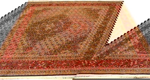 Luxurious 6.7 x 6.7 Ivory Mahi Tabriz Handmade Rug: Luxurious 6.7 x 6.7 Ivory Mahi Tabriz Handmade Rug Discover the luxurious 6.7 x 6.7 Ivory Mahi Tabriz Rug, a stunning example of traditional Persian craftsmanship. Handwoven by skilled artisans,