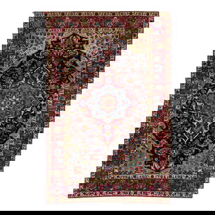 Antique Kerman Persian Wool Rug 4'4 x 6'7 Medallion Floral Design: Antique Kerman Persian Wool Rug 4'4 x 6'7 Medallion Floral Design Discover the beauty of this antique Kerman Persian rug, expertly hand-knotted from wool in the 1920s. Featuring a stunning medallion