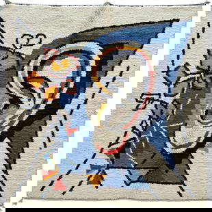 Picasso Inspired Handmade knoted Rug 59" x 118" Natural Wool: Picasso Inspired Handmade knoted Rug 59" x 118" Natural Wool LOCAL PICK UP IS NOT AN OPTION AND ALL ITEMS IN THIS AUCTION MUST BE SHIPPED. Shipping furniture generally requires 2-8 weeks. The