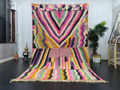 Authentic Handwoven Colorful Rug 8 x 5 Feet Morocco: Authentic Handwoven Colorful Rug 8 x 5 Feet Morocco Authentic Colorful Rug. handwoven in the Atlas Mountains by local Berber women weavers using traditional tools and natural local wool. 