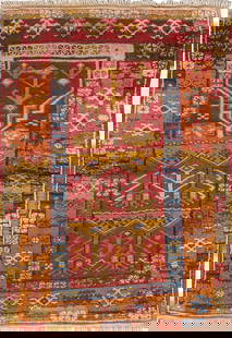 Mid-20th Century Turkish Wool Rug 3'9" x 5'5" Orange: Mid-20th Century Turkish Wool Rug 3'9" x 5'5" Orange This exquisite Mid-20th Century Turkish Rug, measuring 3'9" x 5'5", showcases the rich heritage of Turkish carpet weaving, also known as