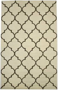 Cream Brown Floral Trellis 5' x 8' Hand-Tufted Wool Area Rug: Cream Brown Floral Trellis 5' x 8' Hand-Tufted Wool Area Rug Enhance your home decor with this stunning 5'0" x 8'0" area rug featuring a cream and brown floral trellis design. Hand-tufted from