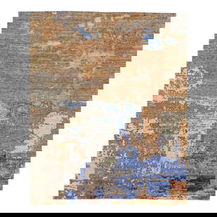 2010s Modern Abstract Handmade Wool Silk Rug Brown 8'1" x 9'11": 2010s Modern Abstract Handmade Wool Silk Rug Brown 8'1" x 9'11" Enhance your living space with this exquisite 2010s Modern Abstract Handmade Rug. Crafted from a luxurious blend of wool and silk, the