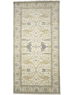 8'0 x 15'10 Handmade Oushak Oriental Floral Rug Wool Modern Design: 8'0 x 15'10 Handmade Oushak Oriental Floral Rug Wool Modern Design Enhance your living space with this stunning 8'0" x 15'10" Handmade Oushak Oriental Rug, featuring a beautiful floral design in
