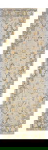 Handmade Gray Turkish Oushak Floral Wool Runner 6'3 x 19'5: Handmade Gray Turkish Oushak Floral Wool Runner 6'3 x 19'5 Enhance your space with this stunning Long Modern Gray Turkish Oushak Handmade Floral Gallery Wool Runner. Hand-knotted with care, this