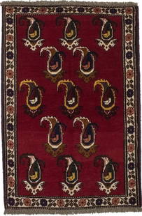 Handmade Vintage Red Floral Paisley Wool Area Rug 3'4 x 5'0: Handmade Vintage Red Floral Paisley Wool Area Rug 3'4 x 5'0 Enhance your home decor with this exquisite handmade vintage Oriental rug. Measuring 3'4" x 5'0", this beautiful area rug features a