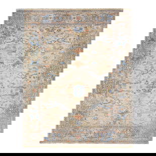 Oversize Beige Wool Oushak Style Rug 11'10 x 15' Handmade: Oversize Beige Wool Oushak Style Rug 11'10 x 15' Handmade This exquisite hand-knotted wool rug features a modern Oversize Oushak Style design in a stunning beige color palette. The intricate frame