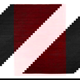 Stylish Modern Indian Red Geometric Wool Rug 9' x 11' 9": Stylish Modern Indian Red Geometric Wool Rug 9' x 11' 9" Enhance your living space with this stunning Modern Indian Handmade Geometric Wool Rug. Featuring a vibrant red field adorned with intricate