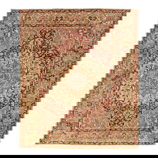 1920s Persian Bakhtiari Handknotted Wool Rug Multicolor Rosette Design 10'1 x 12': 1920s Persian Bakhtiari Handknotted Wool Rug Multicolor Rosette Design 10'1 x 12' This stunning 1920s Persian Bakhtiari hand-knotted wool rug showcases a beautiful rust color field adorned with a