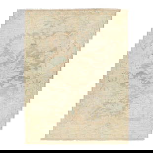 Light Brown Floral Handmade Wool Rug 5'3 x 6'9 Sultanabad: Light Brown Floral Handmade Wool Rug 5'3 x 6'9 Sultanabad Discover the elegance of this Floral Handmade Modern Sultanabad Wool Rug, showcasing a beautifully hand-knotted design in a light brown