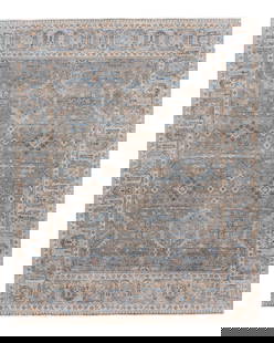 Contemporary Wilton Indian Wool Rug 7'10 x 9'9 Geometric Design Gray: Contemporary Wilton Indian Wool Rug 7'10 x 9'9 Geometric Design Gray This stunning 21st Century Contemporary Wilton Indian wool rug features a modern hand-knotted design with a soft gray field