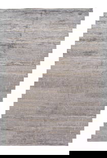 Hand-Knotted Gray Moroccan Wool Rug 9'11 x 14'6 Geometric Design: Hand-Knotted Gray Moroccan Wool Rug 9'11 x 14'6 Geometric Design Elevate your space with this exquisite hand-knotted modern Moroccan wool rug featuring a sophisticated gray field complemented by