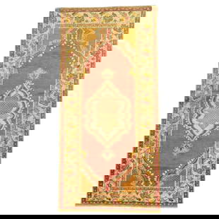 Vintage Turkish Oushak Hand-Knotted Wool Runner 39 x 78 in: Vintage Turkish Oushak Hand-Knotted Wool Runner 39 x 78 in Explore the charm of this vintage Turkish Oushak small rug, hand-knotted from high-quality wool. This beautiful piece features a country