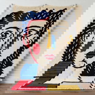 Picasso Inspired Handmade knoted Rug 138" x 276" Natural Wool: Picasso Inspired Handmade knoted Rug 138" x 276" Natural Wool LOCAL PICK UP IS NOT AN OPTION AND ALL ITEMS IN THIS AUCTION MUST BE SHIPPED. Shipping furniture generally requires 2-8 weeks. The