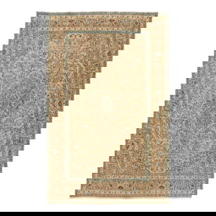 Vintage Tabriz Handmade Wool Rug 7'9" x 12'5" Tan Medallion: Vintage Tabriz Handmade Wool Rug 7'9" x 12'5" Tan Medallion Discover the charm of this beautiful vintage Tabriz hand-knotted wool rug, showcasing a stunning tan field adorned with geometric