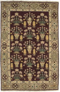 Handmade Chinese Wool Floral Garden Rug 5'10 x 8'10 Area Carpet: Handmade Chinese Wool Floral Garden Rug 5'10 x 8'10 Area Carpet Enhance your home decor with this exquisite Handmade Chinese Wool Oriental Rug featuring a vibrant Floral Garden Design. Measuring