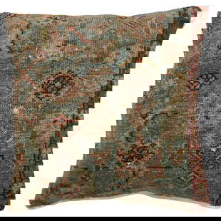 Zabihi Collection 20th Century Tabriz Persian Rug Pillow: Zabihi Collection 20th Century Tabriz Persian Rug Pillow Enhance your home decor with this exquisite Zabihi Collection Persian Antique Rug Pillow, crafted from a vintage, sea foam-colored Persian