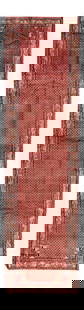 Vintage Hamadan Handmade Wool Runner Red 3'8 x 14'9 Multi-Medallion Design: Vintage Hamadan Handmade Wool Runner Red 3'8 x 14'9 Multi-Medallion Design Enhance your space with this stunning Vintage Hamadan Handmade Wool Runner. Featuring a vibrant red field adorned with