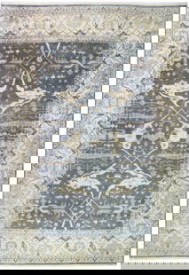 Handmade Oushak Oriental Wool Rug 12'4 x 17'9 Floral Pattern: Handmade Oushak Oriental Wool Rug 12'4 x 17'9 Floral Pattern Elevate your living space with this exquisite Handmade Palatial Oushak Oriental Rug, featuring a muted floral design in elegant dark