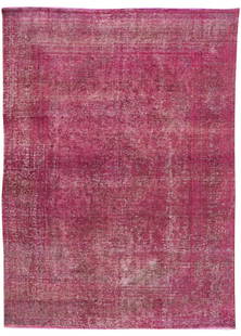 Mid 20th Century Hand-Knotted Overdyed Wool Rug 8'0 x 10'11 Purple: Mid 20th Century Hand-Knotted Overdyed Wool Rug 8'0 x 10'11 Purple This exquisite mid 20th century vintage Overdyed rug showcases a stunning hand-knotted medallion floral design, making it a perfect