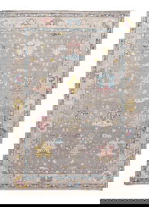 Contemporary Oushak Style Hand-Knotted Wool Rug 10'2 x 14'2 Gray