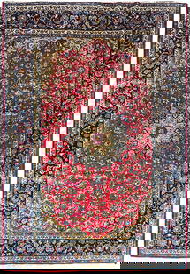 10 x 15 Persian Esfahan Najaf Wool Rug Red Blue Handmade: 10 x 15 Persian Esfahan Najaf Wool Rug Red Blue Handmade Enhance your living space with this stunning 10' x 15' Persian Esfahan Najaf Wool Rug. Handwoven in the renowned weaving centers of Esfahan, Ir