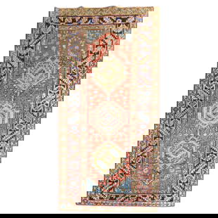 Zabihi Collection Antique Persian Heriz Runner 3'1" x 6' Wool Hand-Knotted Iran 1930s: Zabihi Collection Antique Persian Heriz Runner 3'1" x 6' Wool Hand-Knotted Iran 1930s This exquisite Zabihi Collection Antique Persian Heriz Runner features a captivating design that reflects the