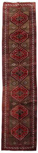 Exquisite 3.7 x 14.8 Red Handmade Persian Ardebil Style Rug: Exquisite 3.7 x 14.8 Red Handmade Persian Ardebil Style Rug Transform your living space with this exquisite 3.7 x 14.8 Red Handmade Persian Ardebil Style Area Rug. Crafted by skilled Persian artisans,