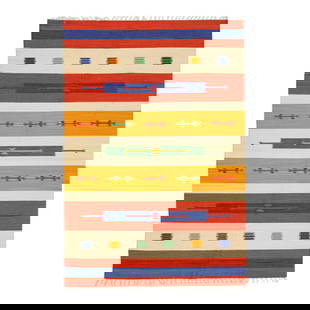 Modern Kilim Handmade Wool Rug 4'7 x 6'8 Multicolor Geometric Design: Modern Kilim Handmade Wool Rug 4'7 x 6'8 Multicolor Geometric Design Enhance your space with this stunning Modern Kilim handmade rug, featuring a vibrant multicolor geometric design. Crafted from