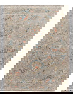 Elegant Gray Floral Wool Rug 8'6 x 11'5 Hand Knotted Sultanabad: Elegant Gray Floral Wool Rug 8'6 x 11'5 Hand Knotted Sultanabad Enhance your space with this exquisite Modern Gray Sultanabad Handmade Floral Wool Rug. This beautiful hand-knotted rug features a