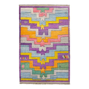 Oversized Turkish Tulu Wool Rug Multicolor Geometric Design 11' x 16'6"
