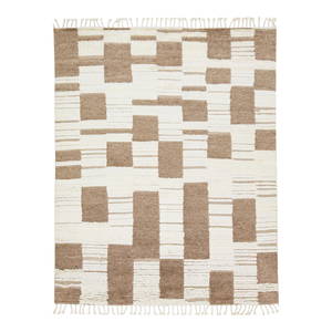 Modern Abstract Moroccan Wool Rug Beige and Brown 8' x 10'